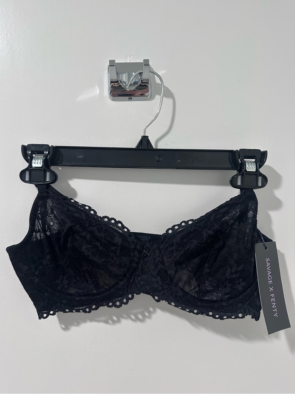 Savage X Fenty Black Lace Unlined Demi Bra